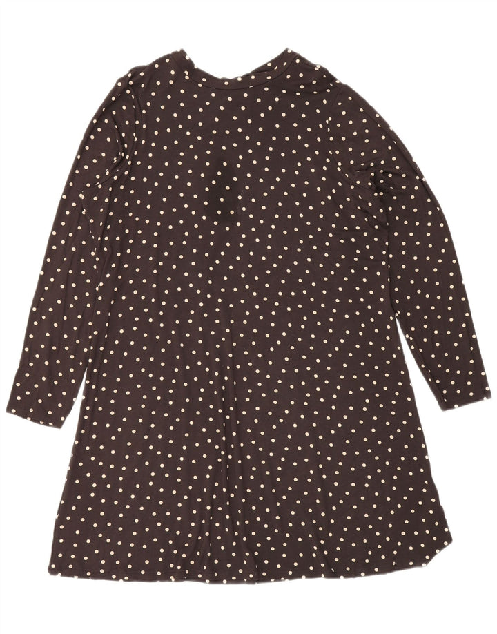 MARKS & SPENCER Womens Front Tie A-Line Dress UK 18 XL  Brown Polka Dot