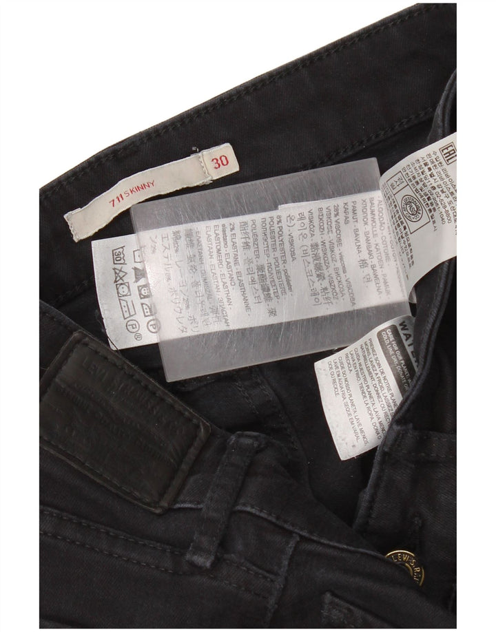 Levi's Womens 711 Skinny Jeans W30 L34 Black Cotton