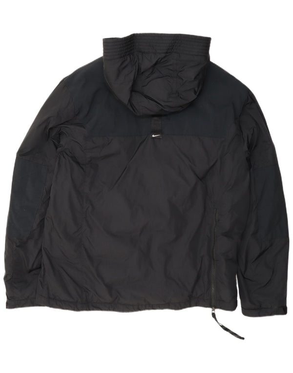 Nike Mens Hooded Anorak Jacket UK 40 Large Black Colourblock Nylon