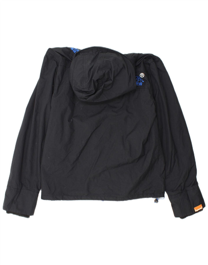 SUPERDRY Womens Graphic Windbreaker Jacket UK 14 Medium Black