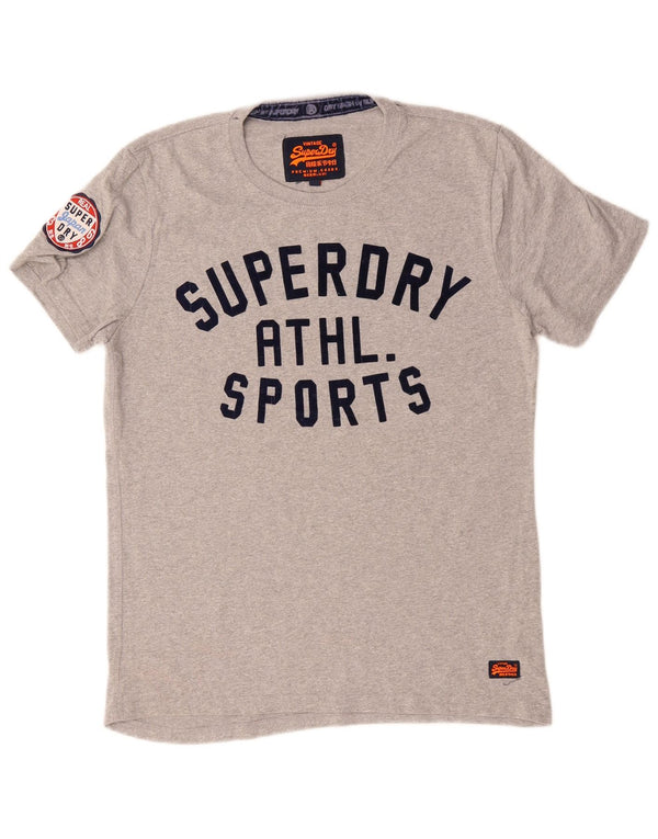 SUPERDRY Mens Graphic T-Shirt Top Large Grey Cotton