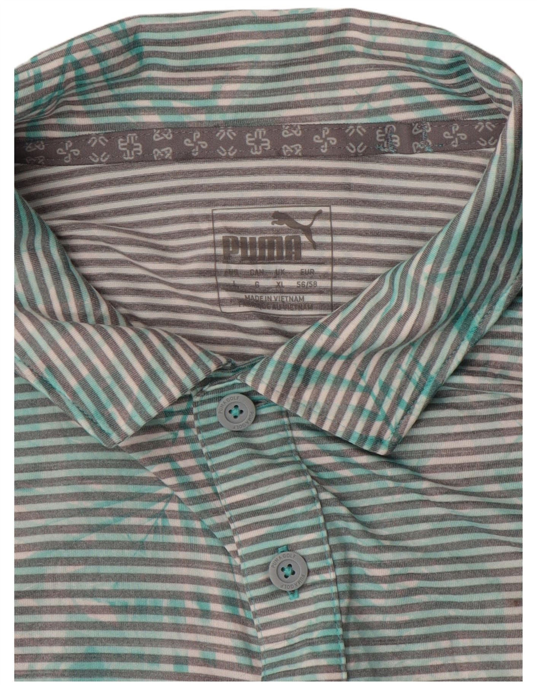 PUMA Mens Polo Shirt XL Green Pinstripe