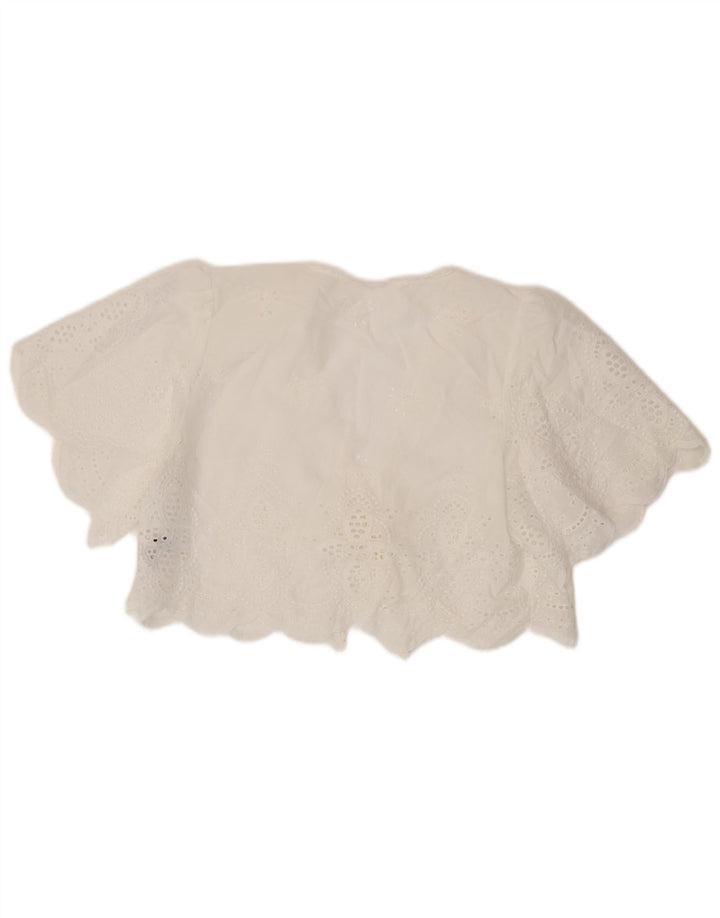 SHEIN Womens Front Tie Bolero Top US 8/10 Large White Floral Polyester