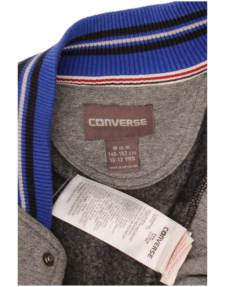 CONVERSE Boys All Star Graphic Varsity Jacket 10-11 Years Grey Cotton