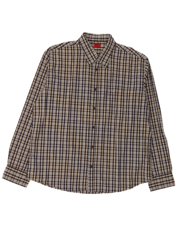 LEVI'S Mens Shirt XL Navy Blue Check Polyester
