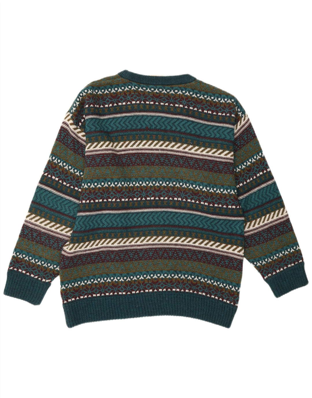 ANGELO LITRICO Mens Crew Neck Jumper Sweater Large Multicoloured Fair Isle
