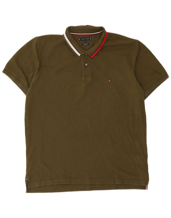Tommy Hilfiger Mens Regular Fit Polo Shirt 2XL Khaki Cotton
