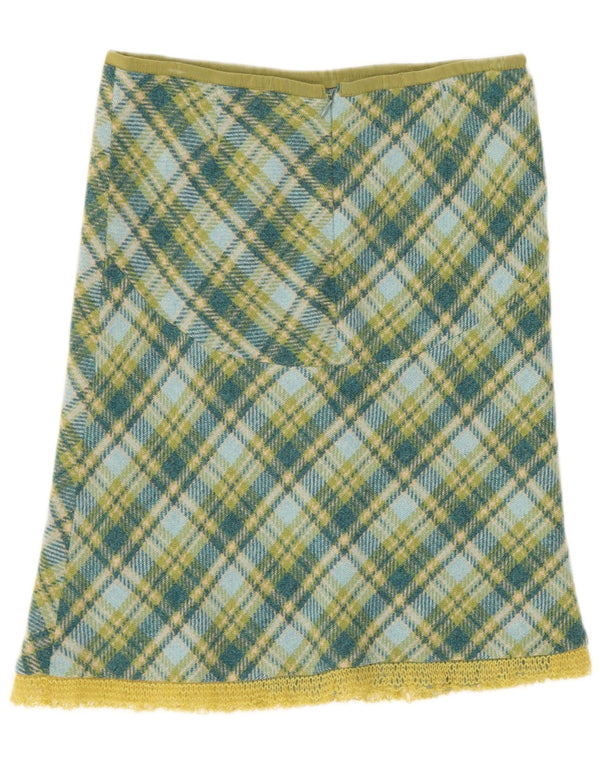 Stefanel Womens A-Line Skirt IT 40 Small W28 Green Check