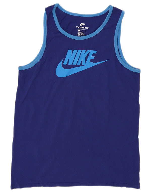 NIKE Mens Athletic Cut Graphic Vest Top Medium Blue Cotton