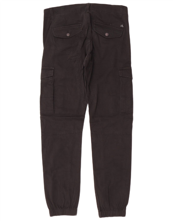 JACK & JONES Mens Paul Tapered Cargo Trousers W31 L32 Black Cotton Classic