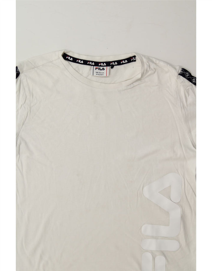 FILA Boys Graphic T-Shirt Top 11-12 Years White Vintage Fila and Second-Hand Fila from Messina Hembry 