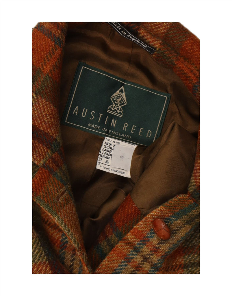 AUSTIN REED Womens Overcoat UK 8 Small Multicoloured Plaid New Wool Vintage Austin Reed and Second-Hand Austin Reed from Messina Hembry 