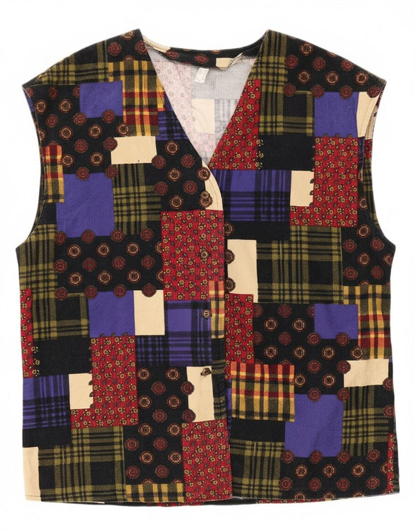 Vintage Womens Corduroy Waistcoat UK 12 Medium Multicoloured Patchwork
