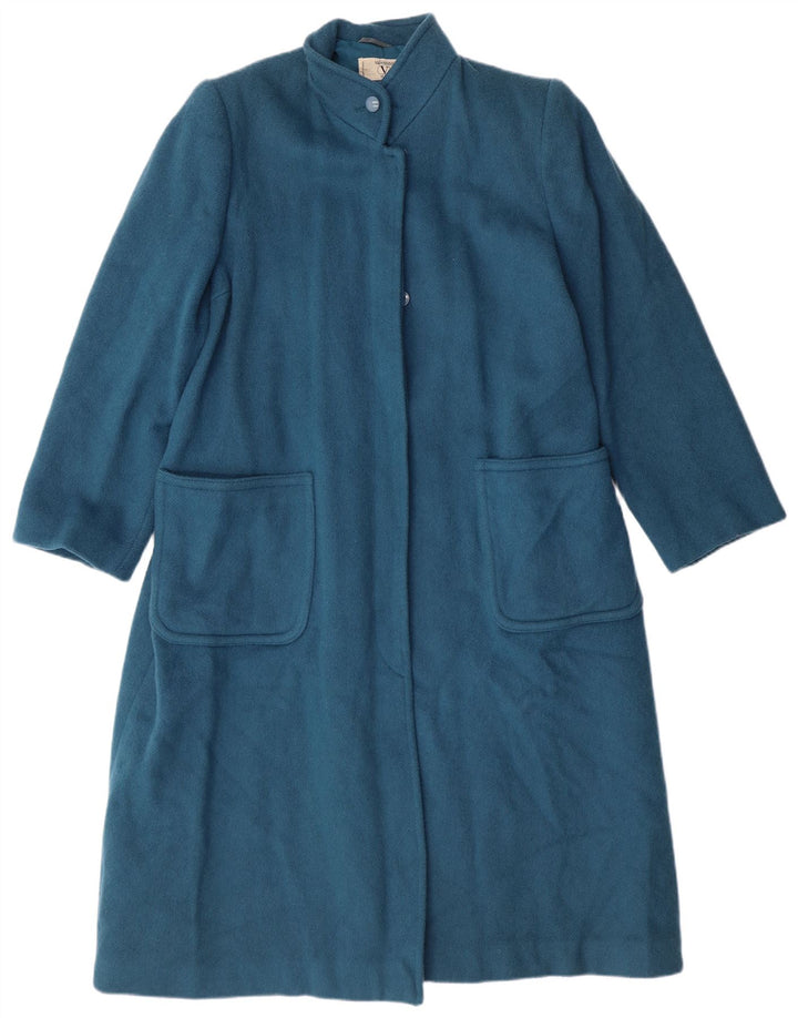 Valentino Womens Miss V Overcoat IT 44 Medium Blue Wool Classic