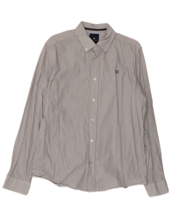 Crew Clothing Mens Slim Fit Shirt Medium Grey Pinstripe Cotton