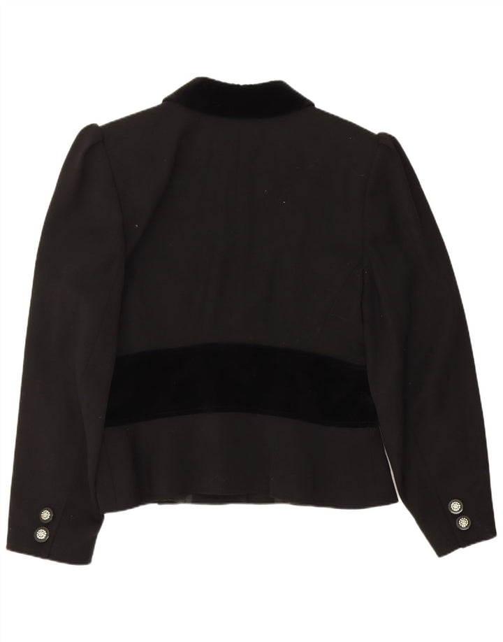 Valentino Womens 5 Button Blazer Jacket UK 14 Large Black Colourblock Wool