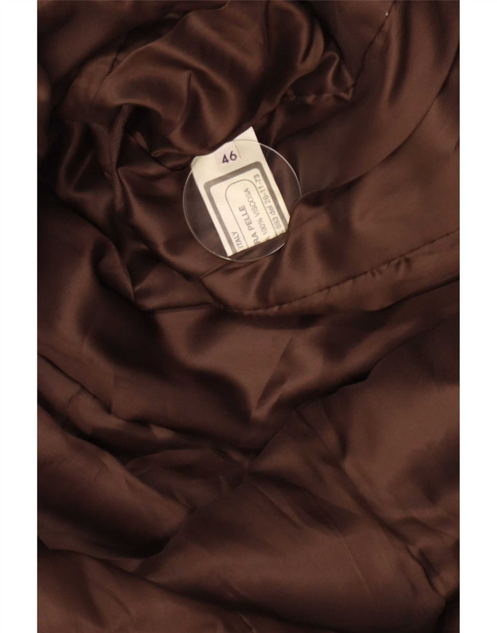 Vintage Womens Leather Coat IT 46 Large Brown