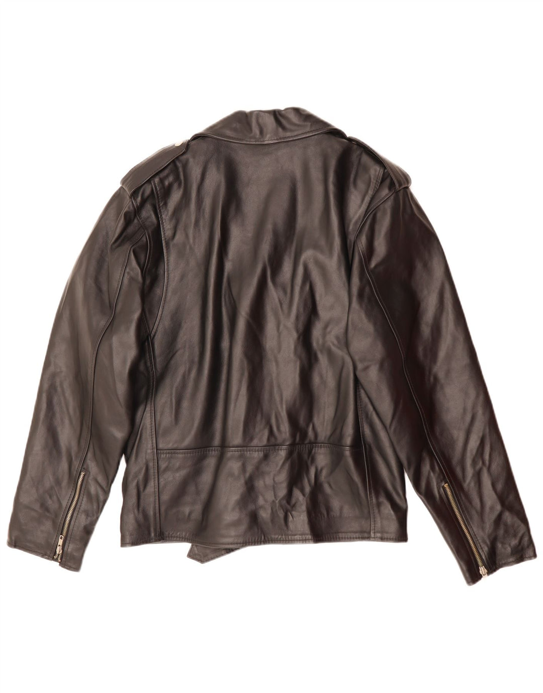 MANHATTAN Mens Leather Biker Jacket UK 38 Medium Black Leather