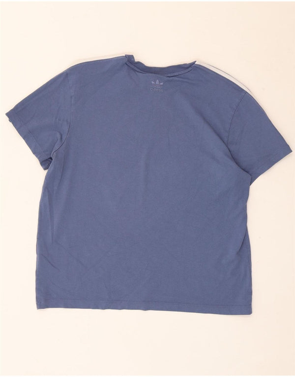 Adidas Womens Graphic T-Shirt Top UK 14 Medium Blue Cotton