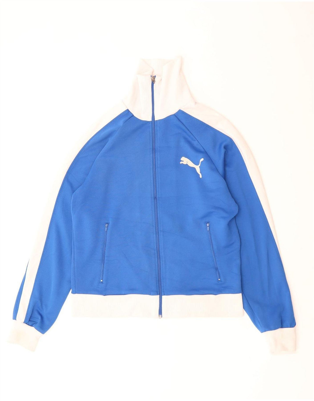 PUMA Womens Graphic Tracksuit Top Jacket UK 16 Large Blue Colourblock