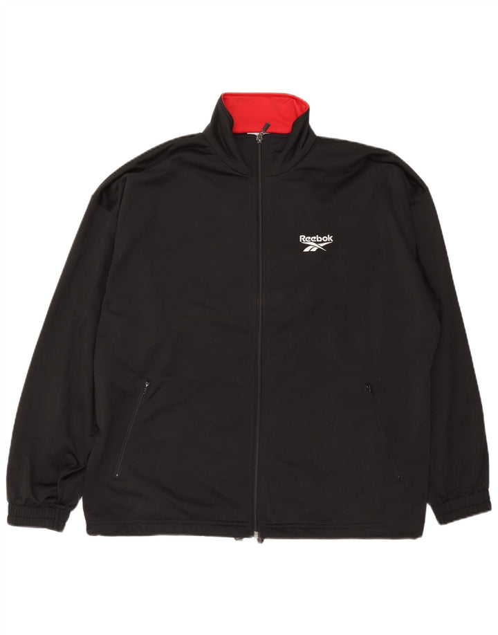 Reebok Mens Graphic Loose Fit Tracksuit Top Jacket Small Black Polyester