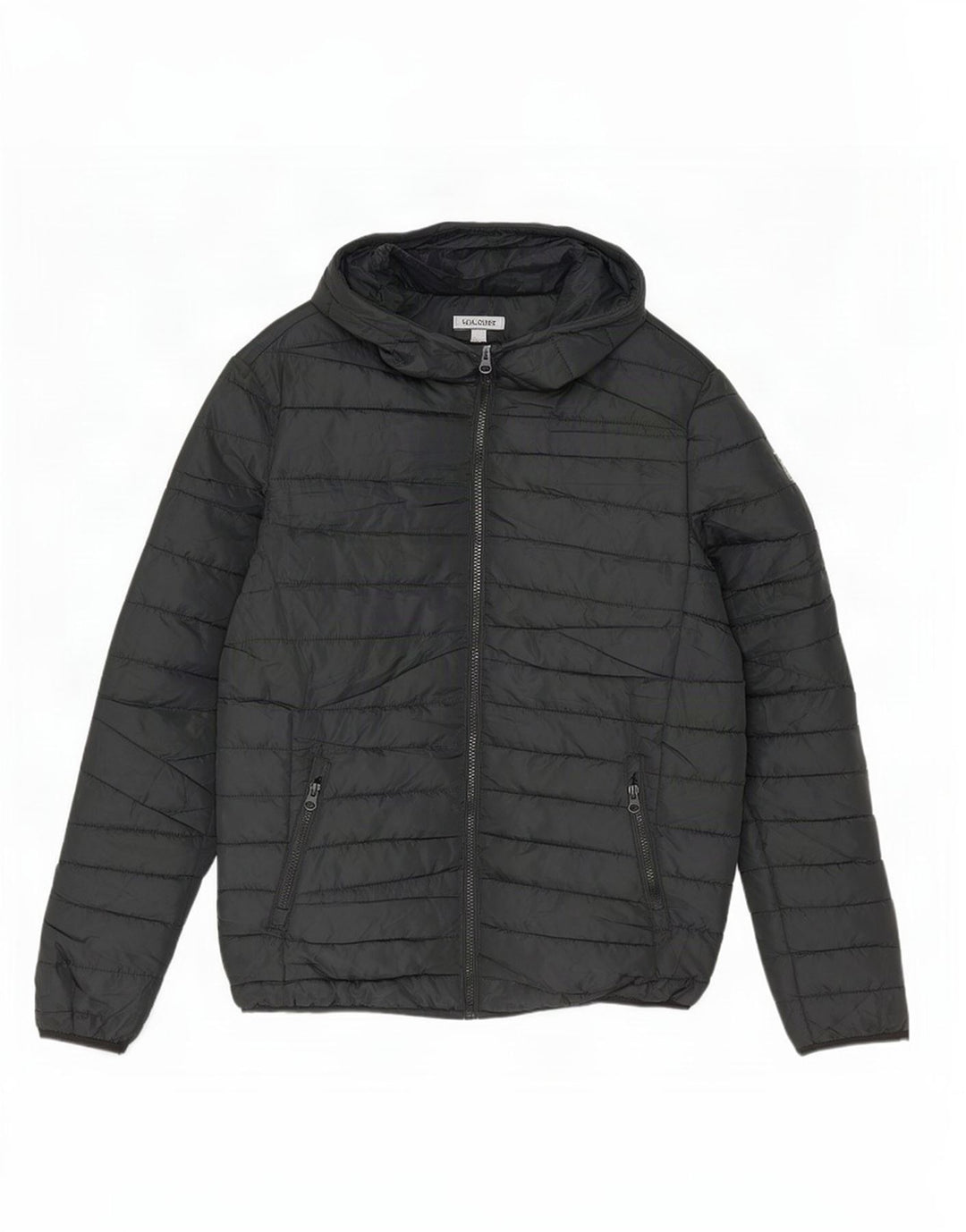 Jack & Jones Mens Hooded Padded Jacket UK 36 Small Black Polyester