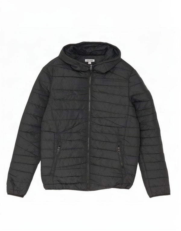Jack & Jones Mens Hooded Padded Jacket UK 36 Small Black Polyester