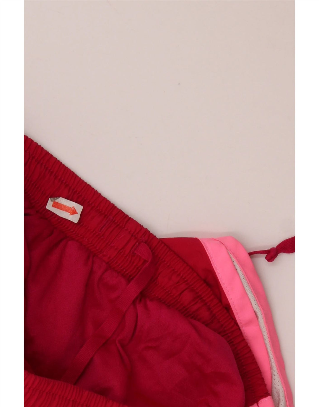 NIKE Womens Dri Fit Sport Shorts UK 10 Small Red Colourblock Polyester