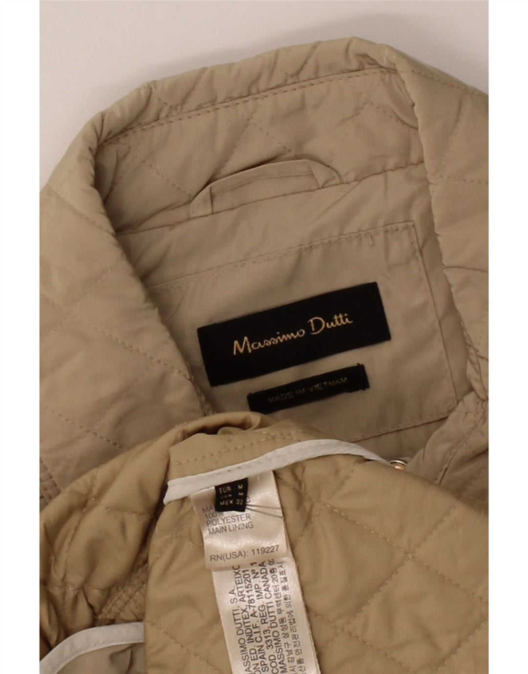 MASSIMO DUTTI Womens Quilted Jacket UK 12 Medium Beige Polyester Vintage Massimo Dutti and Second-Hand Massimo Dutti from Messina Hembry 