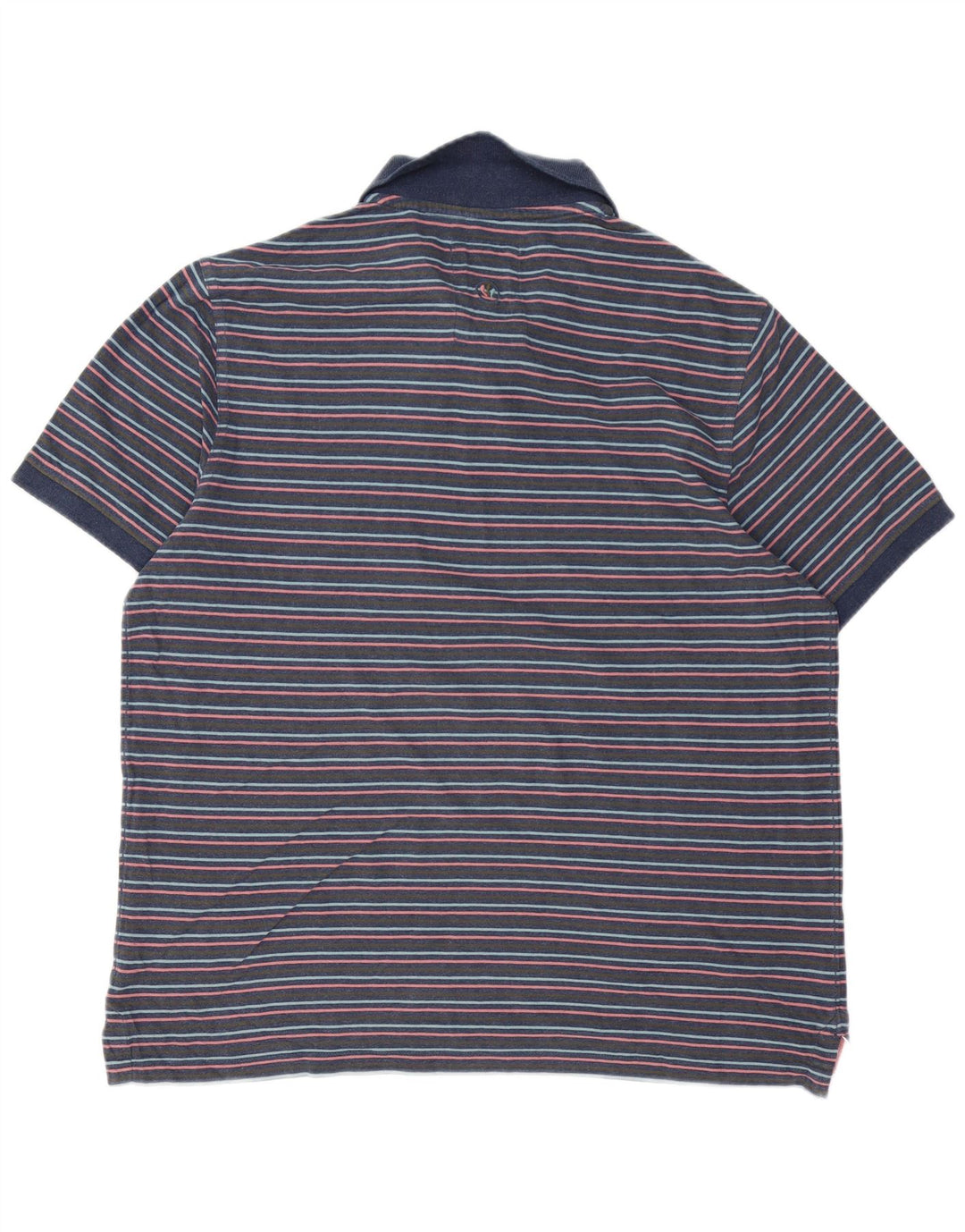 FAT FACE Mens Polo Shirt XL Navy Blue Striped Cotton