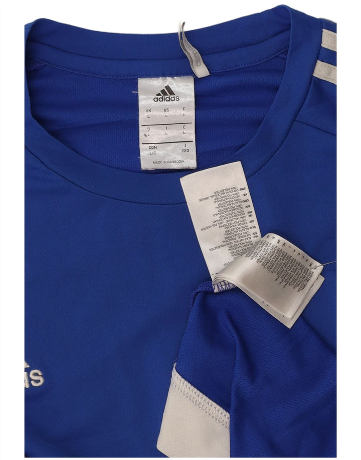 ADIDAS Mens Climalite T-Shirt Top Large Blue Colourblock Polyester