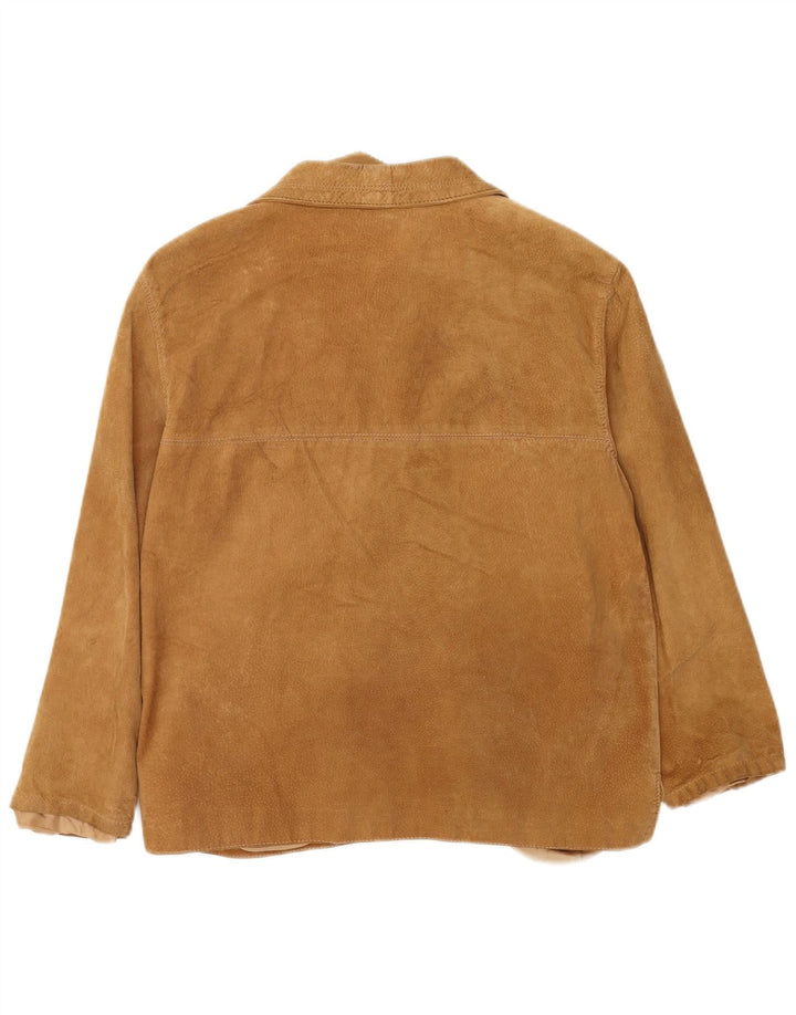 Rossodisera Womens 3 Button Suede Blazer Jacket UK 14 Medium Beige