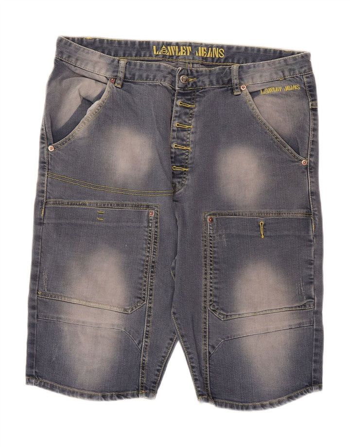 VINTAGE Mens Denim Shorts W36 Large Grey Cotton Vintage Vintage and Second-Hand Vintage from Messina Hembry 
