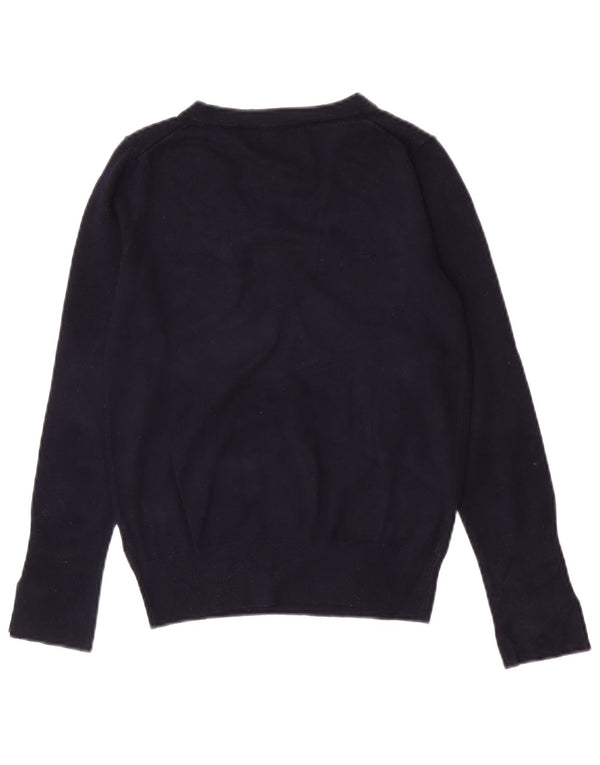 Zara Womens V-Neck Jumper Sweater UK 10 Small Navy Blue