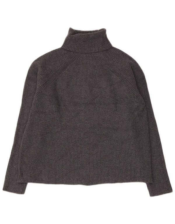 MARKS & SPENCER Womens Crop Roll Neck Jumper Sweater UK 12 Medium Grey