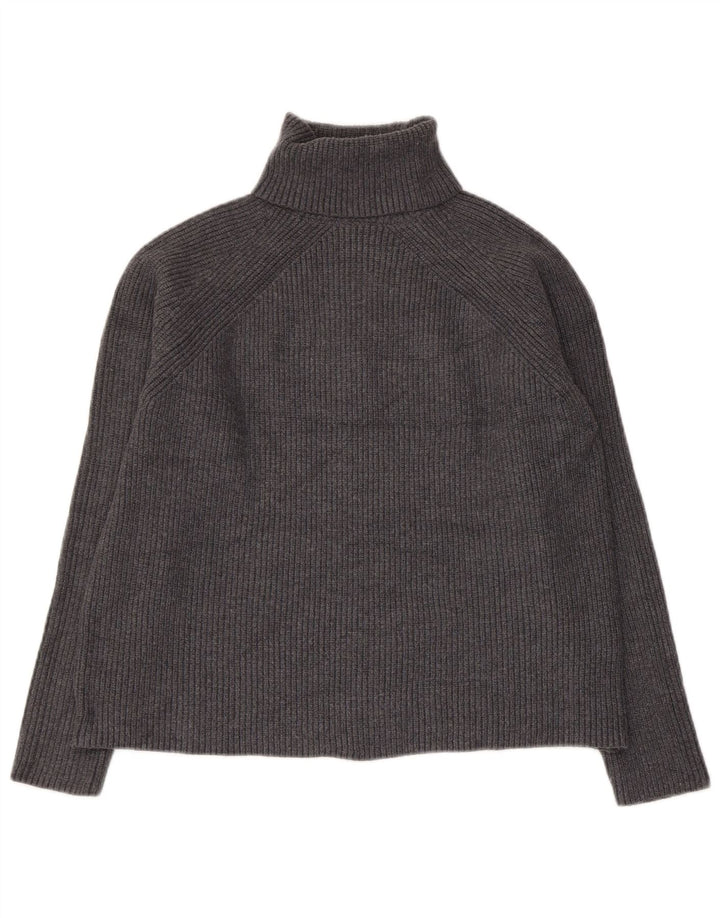 MARKS & SPENCER Womens Crop Roll Neck Jumper Sweater UK 12 Medium Grey