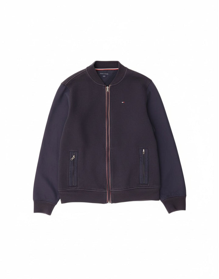 TOMMY HILFIGER Mens Tracksuit Top Jacket UK 12 Medium Navy Blue Polyester