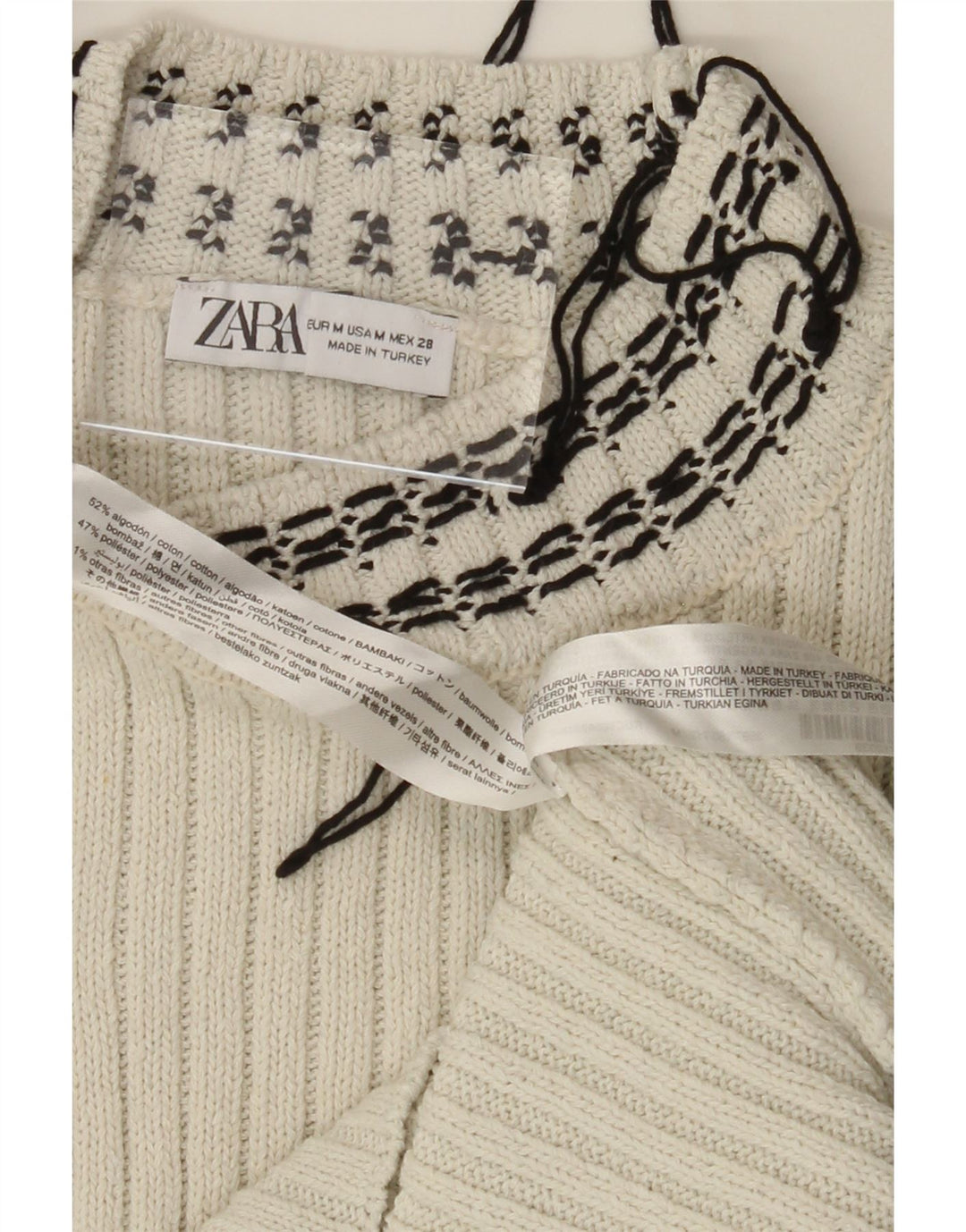 ZARA Womens Oversized Turtle Neck Jumper Sweater UK 14 Medium White Cotton Vintage Zara and Second-Hand Zara from Messina Hembry 