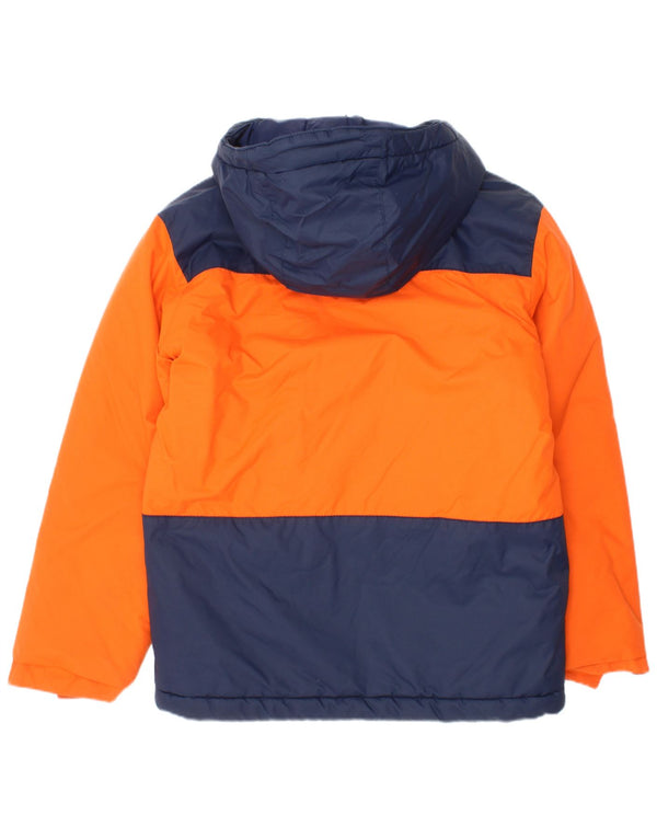 Columbia Boys Hooded Padded Jacket 7-8 Years Small Orange Colourblock Nylon
