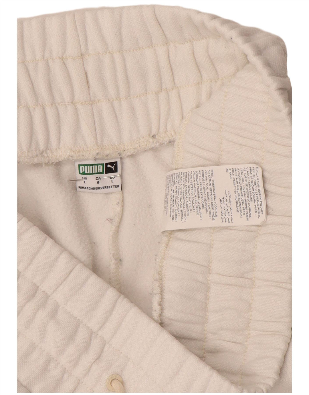 PUMA Mens Tracksuit Trousers Joggers Large White Cotton