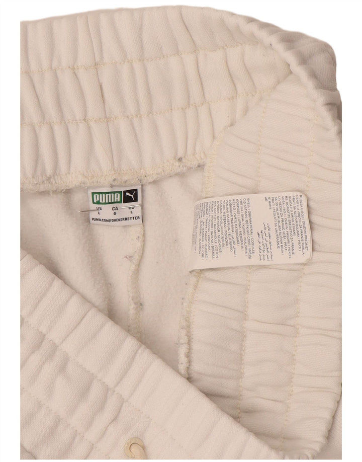 PUMA Mens Tracksuit Trousers Joggers Large White Cotton