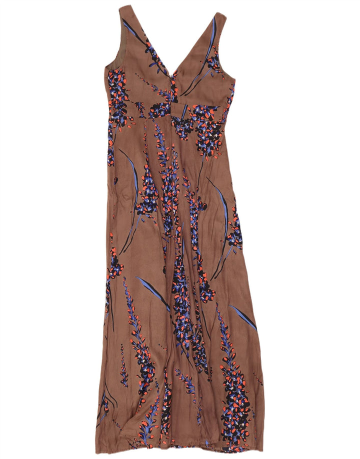 GREAT PLAINS Womens Sleeveless Maxi Dress UK 12 Medium Brown Floral Rayon