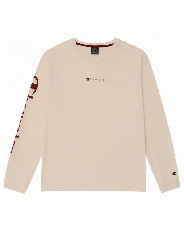 Champion Womens Graphic Top Long Sleeve UK 16 Large White Cotton