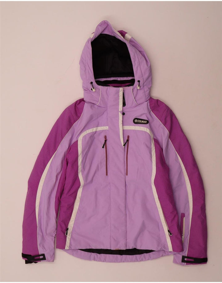 Colmar Womens Hooded Ski Jacket EU 44 Medium Purple Colourblock