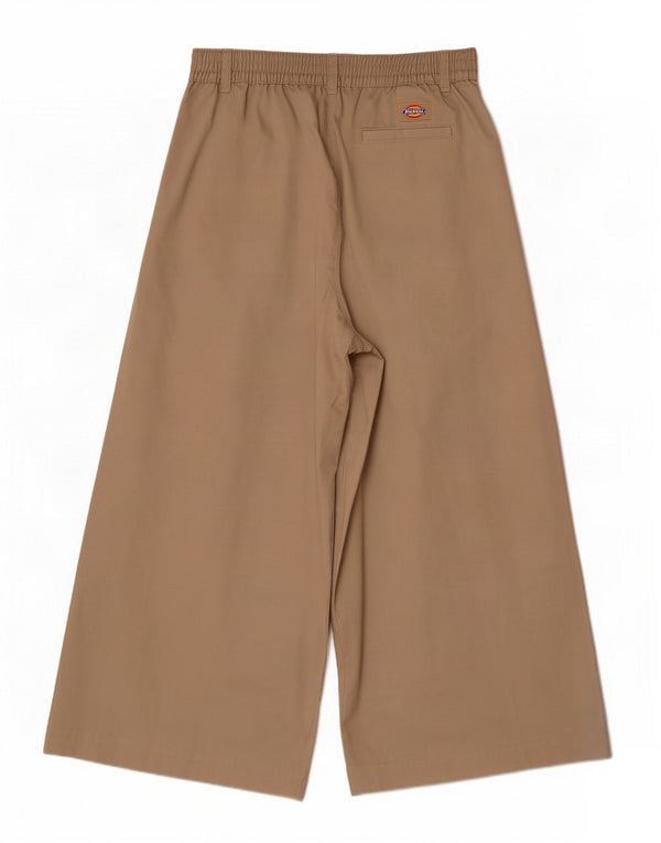 Dickies Womens High Waist Wide Leg Cropped Trousers W26 L24 Beige Cotton