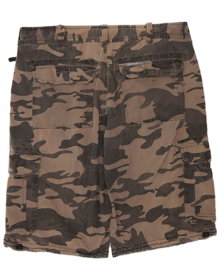 Schott Mens Cargo Shorts W34 Large  Brown Camouflage
