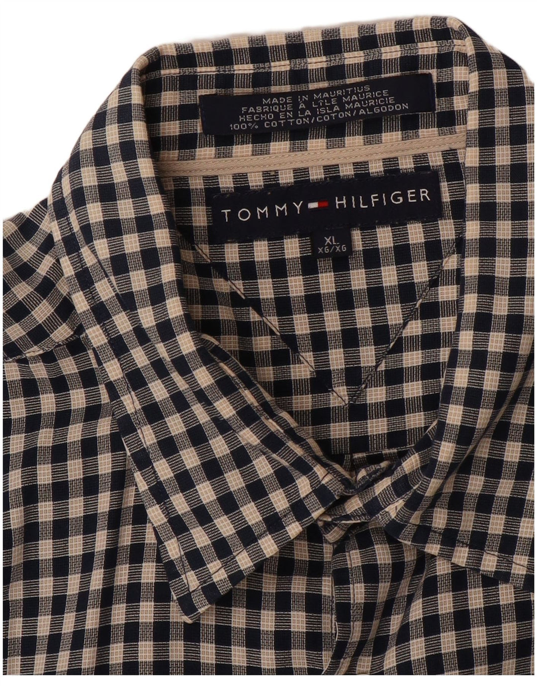 TOMMY HILFIGER Mens Shirt XL Black Check Cotton