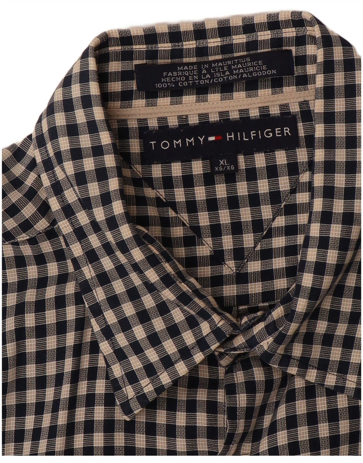 TOMMY HILFIGER Mens Shirt XL Black Check Cotton