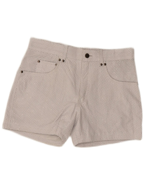 Vintage Womens Leather Casual Shorts W33 Medium White Spotted Leather