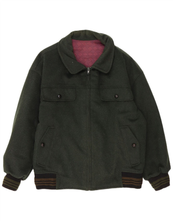 Vintage Mens Bomber Jacket UK 40 Large Green Colourblock